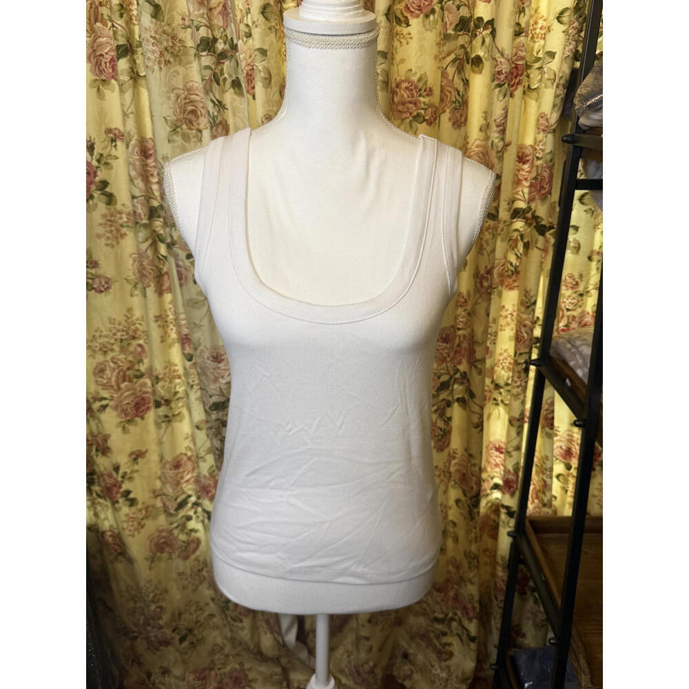 NWT! Madewell Women's White Scoop Neck Regenerative Cotton Rib Tank Medium